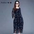 Ellen In Dress 2021 Mùa thu Thời trang mới của Châu Âu và Mỹ dành cho nữ giới mỏng 9 tay áo cổ tròn Váy chữ A - A-Line Váy A-Line Váy