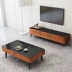 Tủ tivi Bắc Âu veneer gỗ cứng cường lực kính đen bàn cà phê ngăn kéo đồ nội thất phòng khách căn hộ nhỏ - Bộ đồ nội thất ghế thông minh Bộ đồ nội thất
