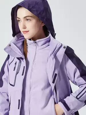 Assault coat women's Tide brand three-in-one detachable plus velvet thickened windproof and waterproof Korean mountaineering ski suit men