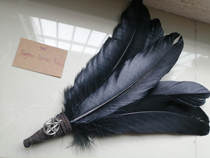 (Handmade-spot) Smoky fan black feather fan purification utensils