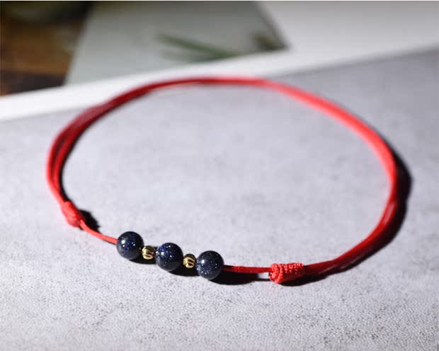 Vòng chân nữ màu đen đỏ dây phiên bản Hàn Quốc của dây đan tay đơn giản sinh viên xã hội Sen retro retro chân hoang dã chuỗi lắc chân thủ công