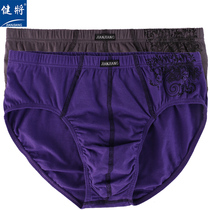 Jianjiang underwear 2 boxed mens triangle cotton underwear printed middle waist cotton breathable briefs men