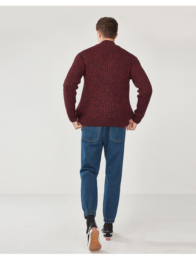 Giordano Dệt Kim Nam Nửa Cao Cổ Dày Áo Len Nam Áo Khoác Cardigan Áo Len Nam Áo Khoác Ngoài 01057707