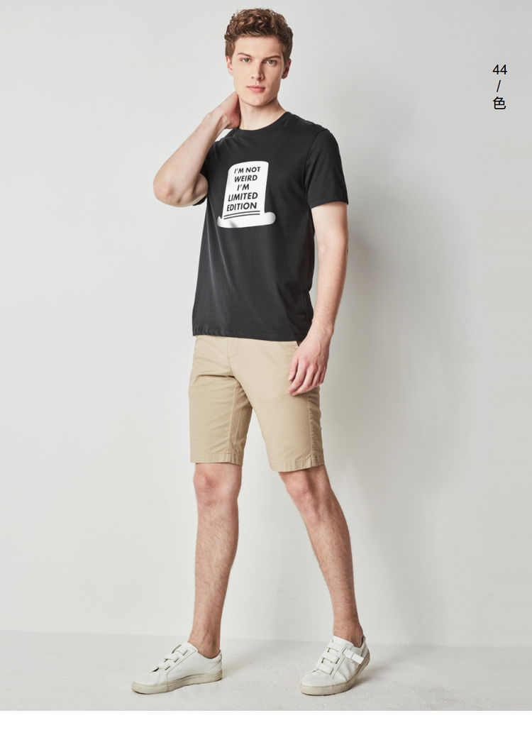 Áo thun nam Giordano in họa tiết nửa tay áo cotton cổ tròn tay ngắn nam mùa hè 98097201 áo phông nam có cổ