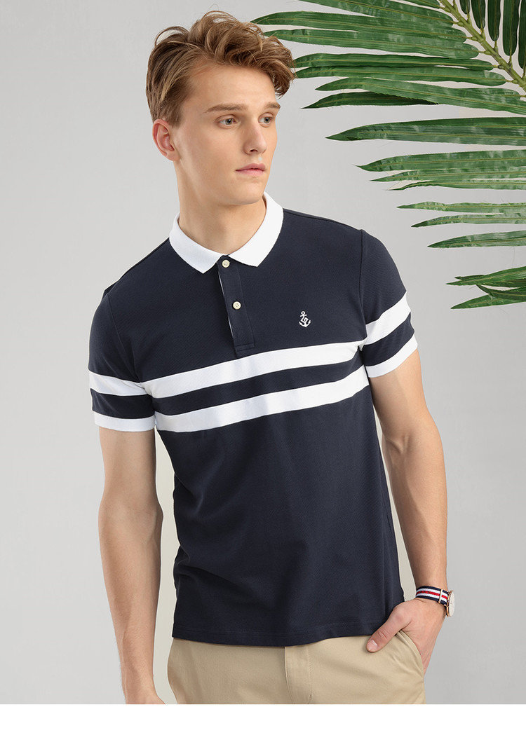 Áo thun Giordano Áo thun nam cotton co giãn thêu áo polo Áo sơ mi cộc tay hẹp nam 01018207 áo polo có cổ