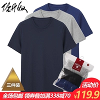 Giordano 3 Piece T-Shirt Nam Ngắn Tay Áo T-Shirt Cotton Vòng Cổ T-Shirt Nam Cotton Màu Rắn 01245504 áo thun nam tay ngắn có cổ