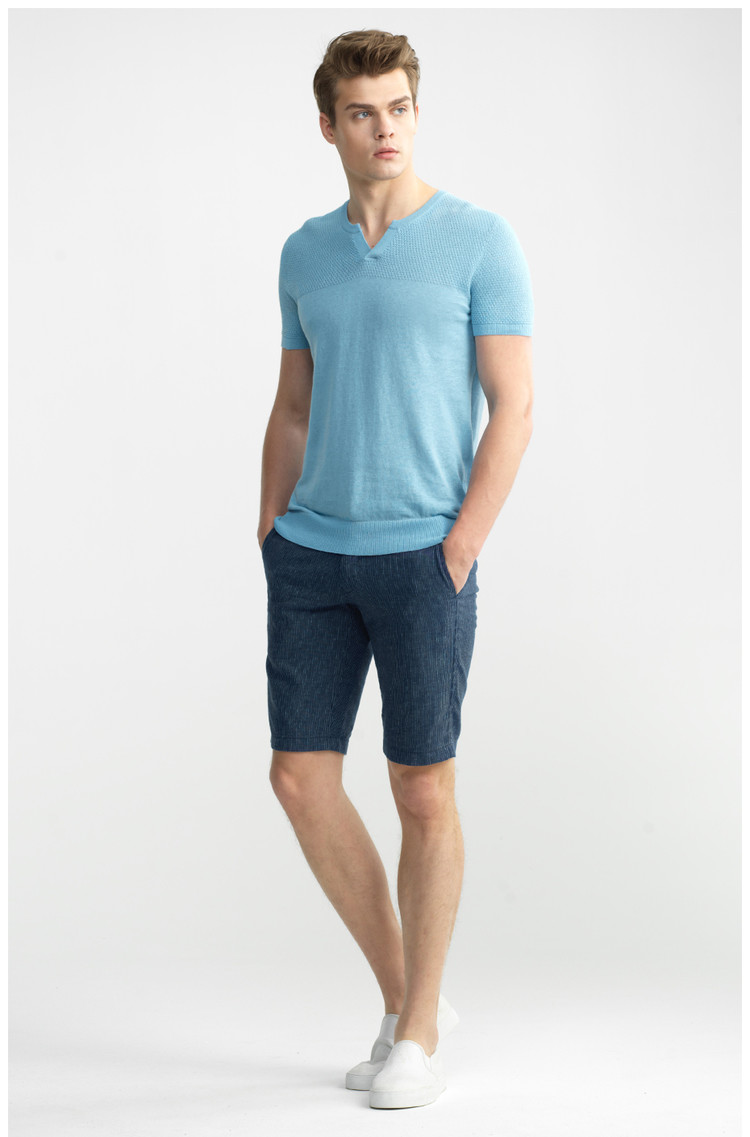 Quần short vải lanh Giordano nam màu sắc phù hợp với quần linen thẳng nam giản dị năm quần 01105009 quần lót nam thun lạnh