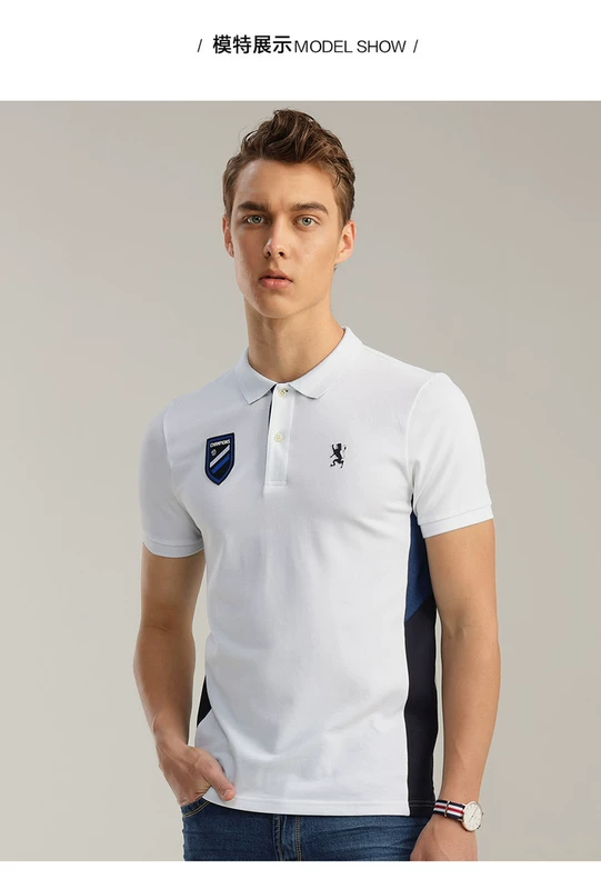 Giordano POLO áo màu xanh và trắng tương phản màu mỏng đàn hồi hạt vải Paul nam ngắn tay t-shirt 93018033