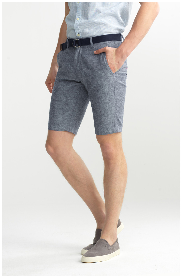 Quần short vải lanh Giordano nam màu sắc phù hợp với quần linen thẳng nam giản dị năm quần 01105009 quần lót nam thun lạnh