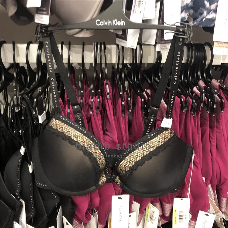 Xác thực tại chỗ ck / calvin klein không vành không dấu vết ren ánh sáng bảng dày pad mỏng thép vòng bra áo lót ren đẹp