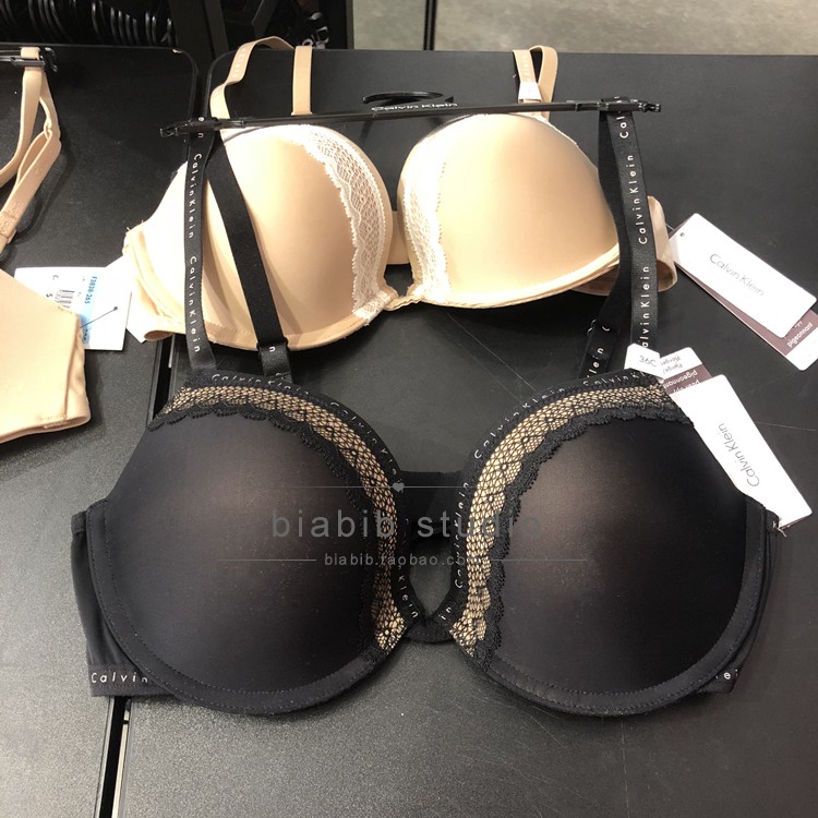 Xác thực tại chỗ ck / calvin klein không vành không dấu vết ren ánh sáng bảng dày pad mỏng thép vòng bra áo lót ren đẹp