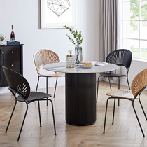 PH round table marble light luxury solid wood dining table small apartment simple modern round dining table leisure table dining room living room