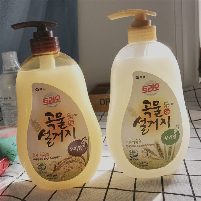 South Korea LOVE FOR GRAIN ANTIBACTERIAL CLEANING FINE NATURAL WHEAT DETERGENT FRUIT AND VEGETABLE WASHING LIQUID SEND DISHWASHING BRUSH WHITE