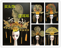 High-end Blue Flower Porcelain Series Golden Head Decoration Walking Show Modeling Competition Headwear Exaggerated Headwear Color Makeup Styling Headwear