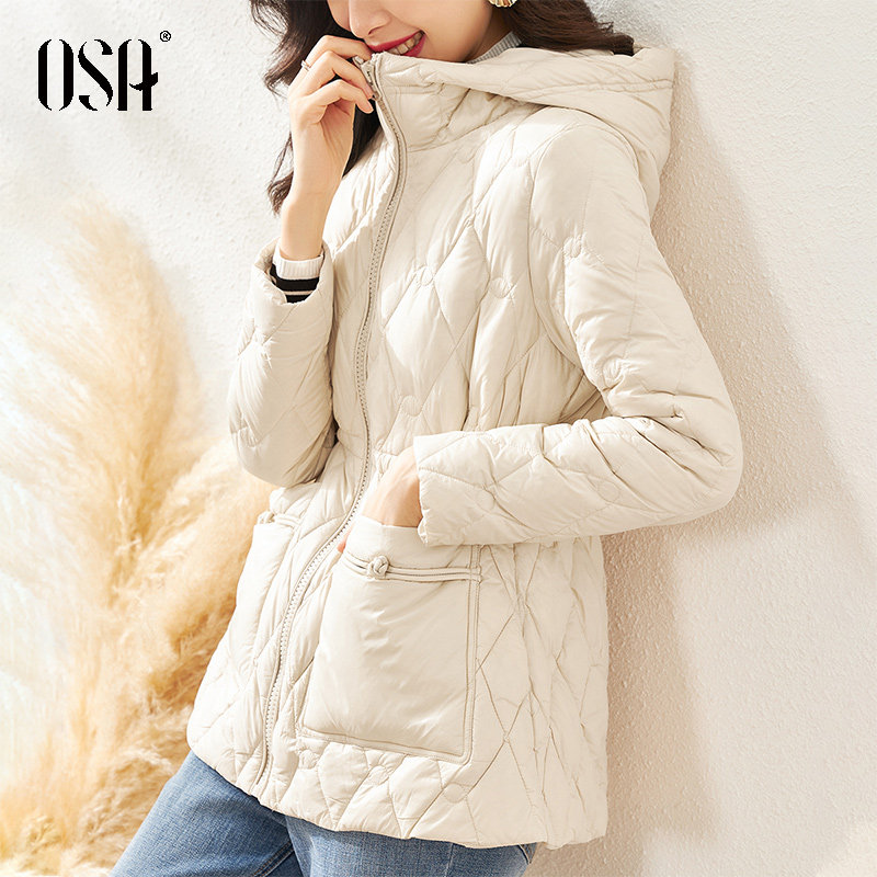 OSA short small light fashion white duck down hooded down jacket jacket women 2021 new autumn-winter