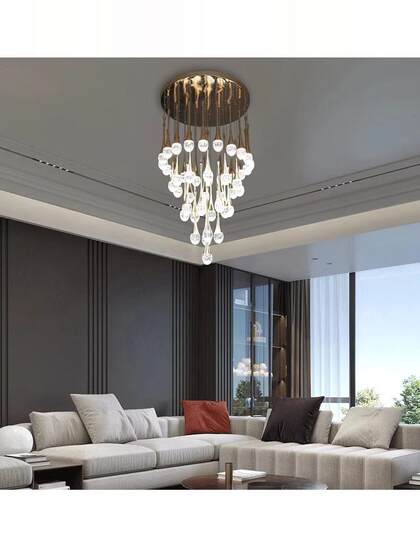 Internet-Famous Small Waist Chandelier, Staircase Chandelier, Villa Rotating Light Luxury Lighting, Duplex Floor Living Room Lamp, High-End Crystal Lamp