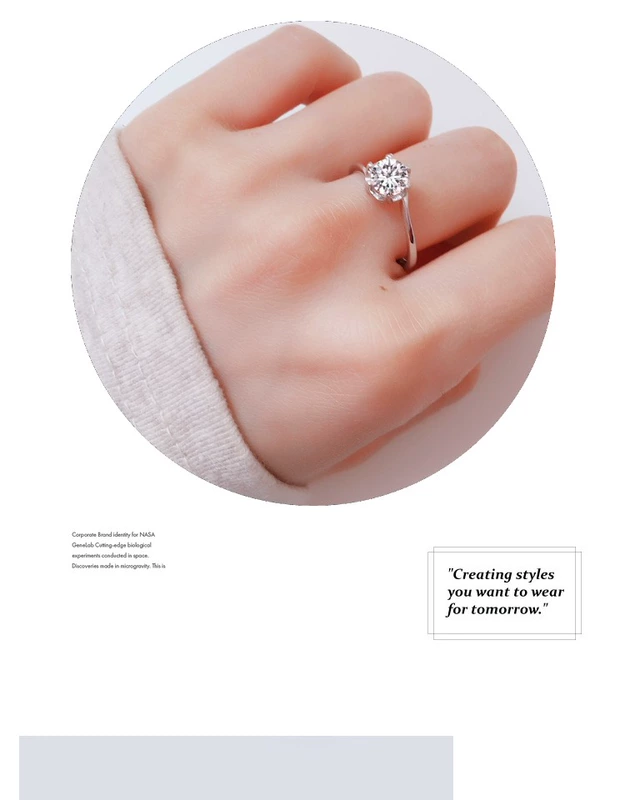 Vương miện cổ điển 6 ngạnh Cánh tay xoắn 1 Carat Giả nhẫn kim cương Nhẫn cưới cầu hôn cô dâu Nhẫn pha lê chất lượng cao - Nhẫn