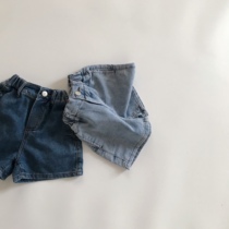 CUHK Child Summer Denim Shorts Baby Ice Ocean Bar Cool Washed Cotton Denim Trousers Children Casual Child Pants