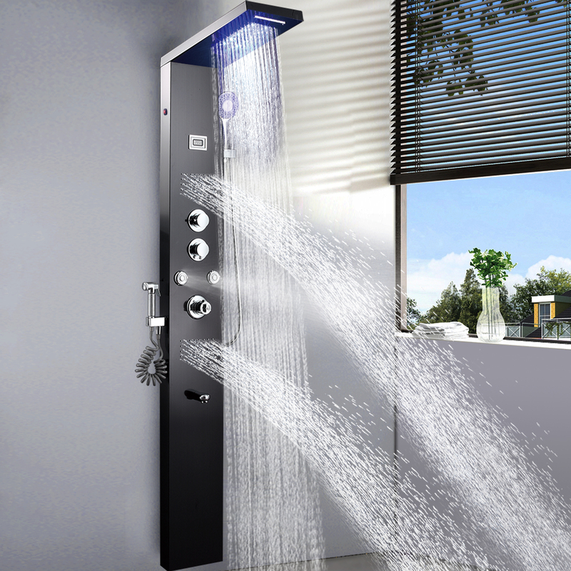 Floor-Standing 304 Stainless Steel Shower Screen, Thermostatic Shower Set, Wall-Mounted Home Shower Head
