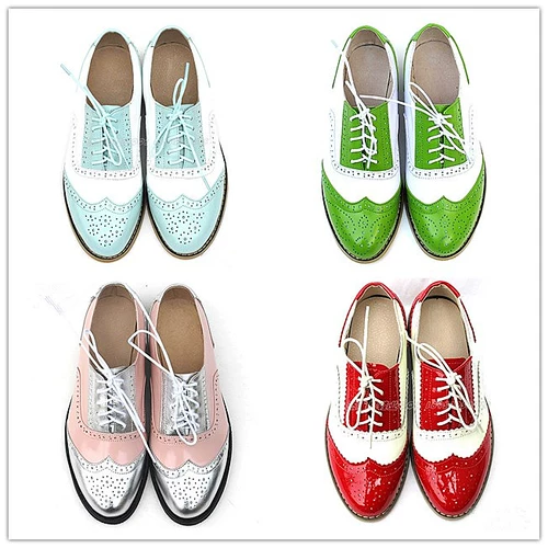 Shinzon Женская ретро -обувь британская ветер Brock Single Those