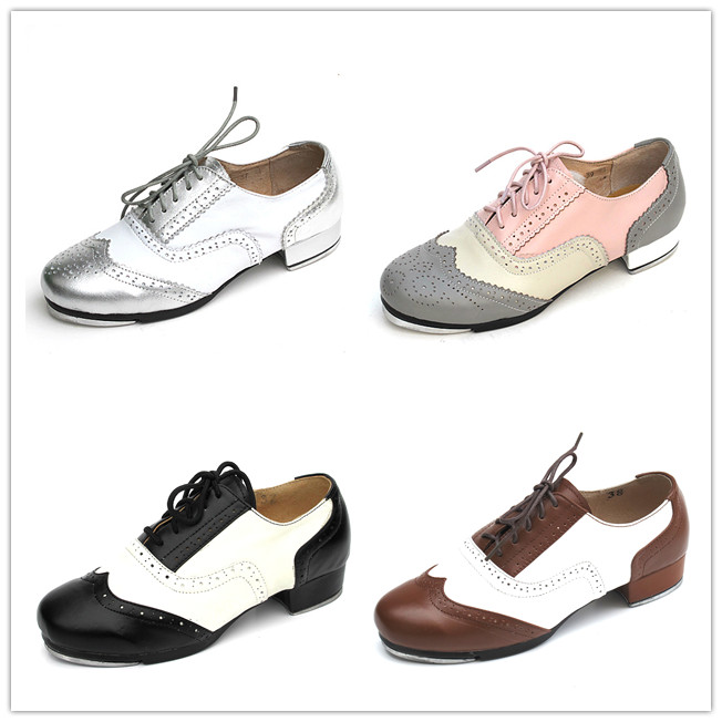 Leather tap dance shoes Adult children's and men's and women's international tap shoes cowhide manufacturers color customization special price