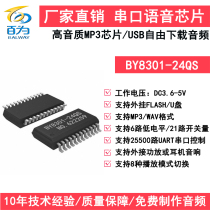 Hot serial port voice ICMP3 audio chip support plug-in USB external FLASH U disk BY8301-24QS