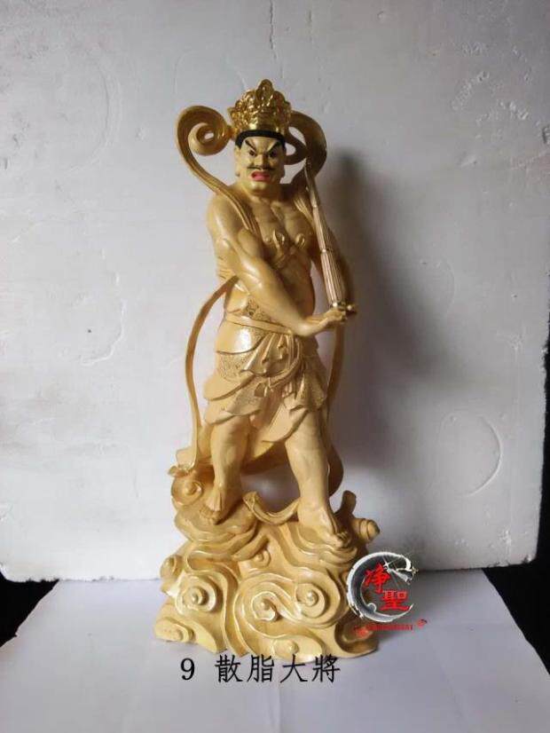 Factory direct wood carving Buddha statue twenty-four heavens scattered fat generals Torreya grandis painted gold temple Buddha hall worship