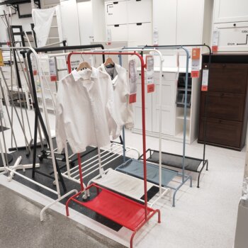 Ikea Bojara Simple Clothes Drying Rack, Floor-Standing Balcony Clothes Drying Rack, Household Bedroom Clothes Drying Rod, Clothes Hanger