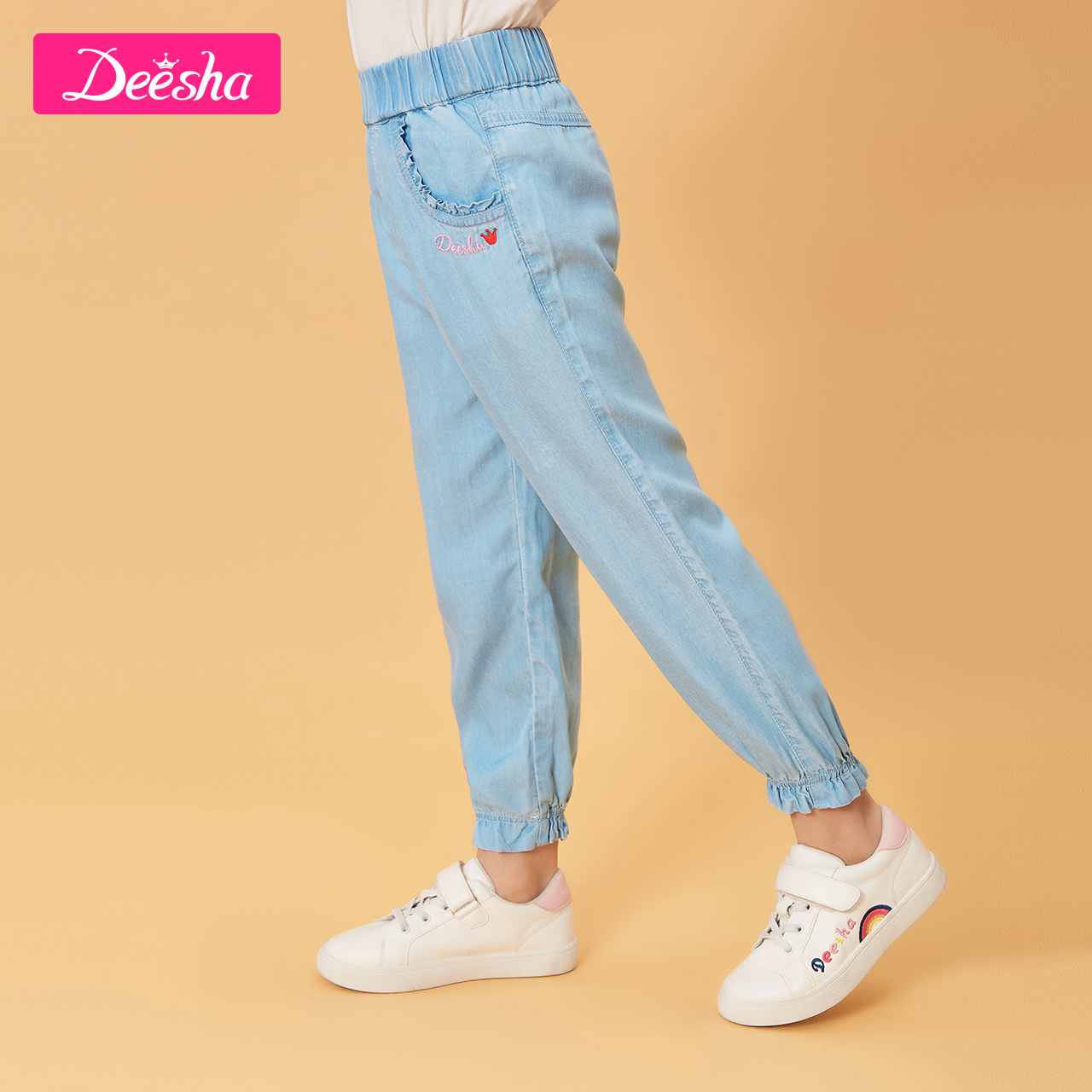 Quần Thu Big Kids quần Big Kids quần Desa cô gái Loose Jeans Xuân Slim Dysa trẻ em