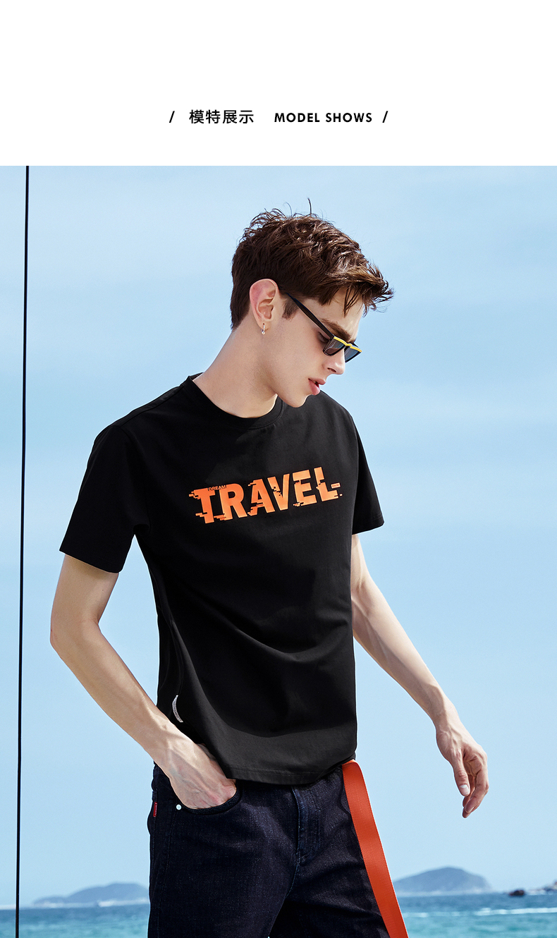 Mark Huafei T-Shirt nam 2018 mùa hè mới nửa tay áo in vòng cổ quần áo nam vài ngắn tay áo Hàn Quốc phiên bản của thủy triều