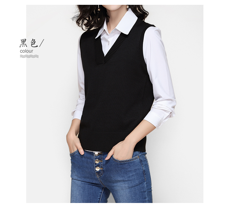 Vest nữ áo len ngắn phiên bản Hàn Quốc của mùa xuân và mùa thu áo len mới mặc vest cổ chữ v Vest mỏng đa năng áo parka nữ