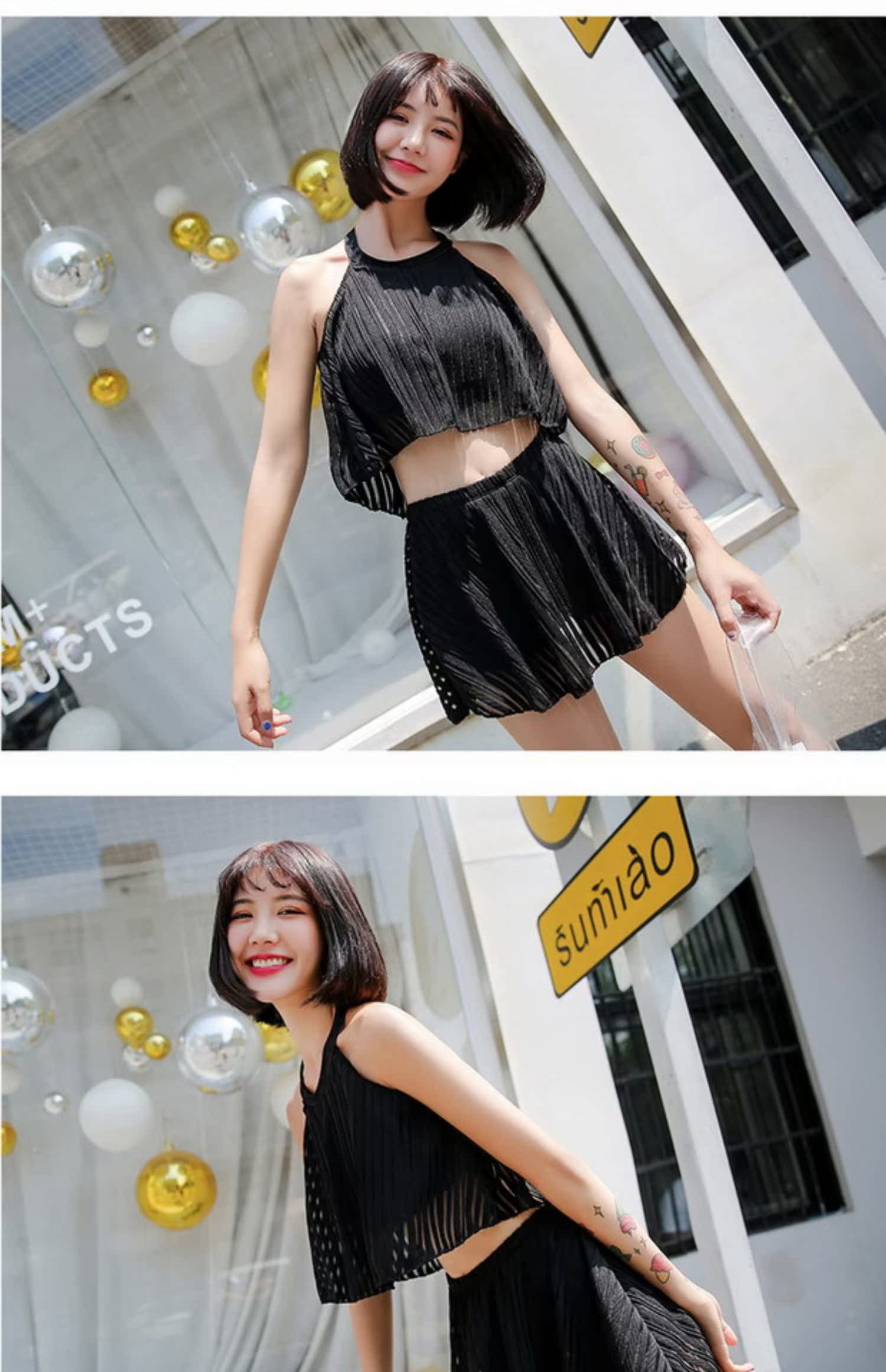 Áo tắm nữ ba mảnh ngực nhỏ Hàn Quốc tụ tập để che bụng giảm béo mùa xuân nước hoa nhỏ chia áo tắm đồ bơi nữ 2 mảnh