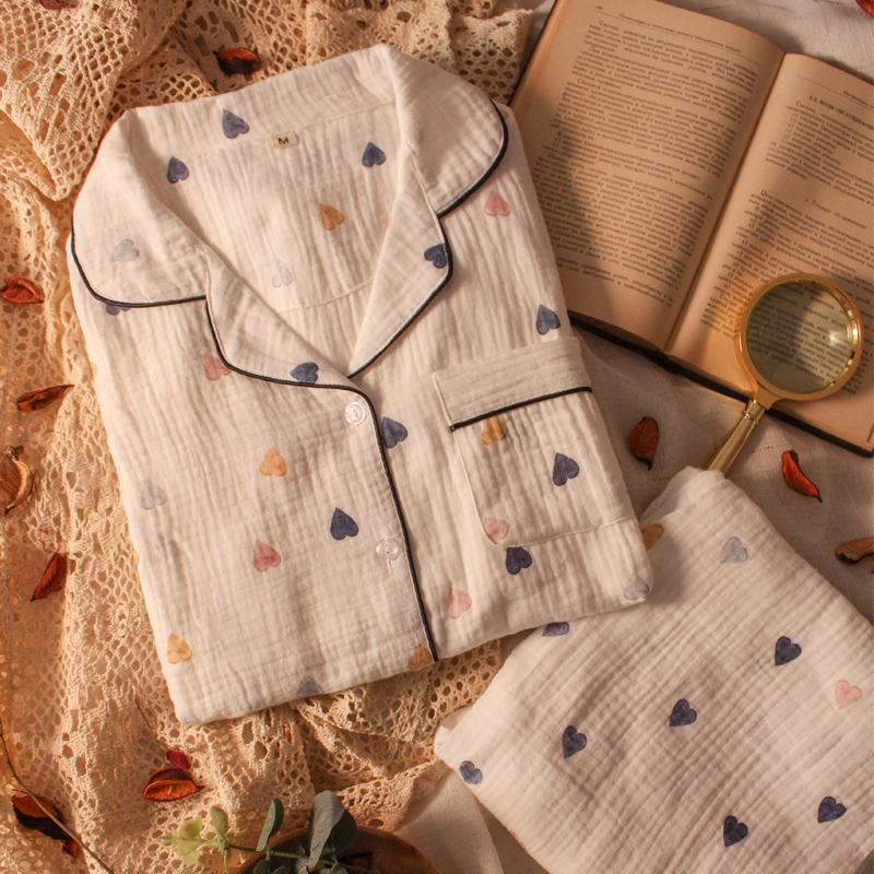 Day Series Pyjamas Women Spring Autumn Season Pure Cotton Cotton Cloth Long Sleeves Long Pants Thin New Ladies' Student Home Conserved Two Style Suits