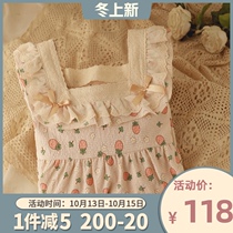 Frosted Strawberry Japanese sweet retro square collar cotton pajamas spring and autumn women 2021 new home wear