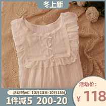 Milk candy Japanese sweet retro cotton gauze pajamas female spring and autumn long sleeve ins girl home clothes