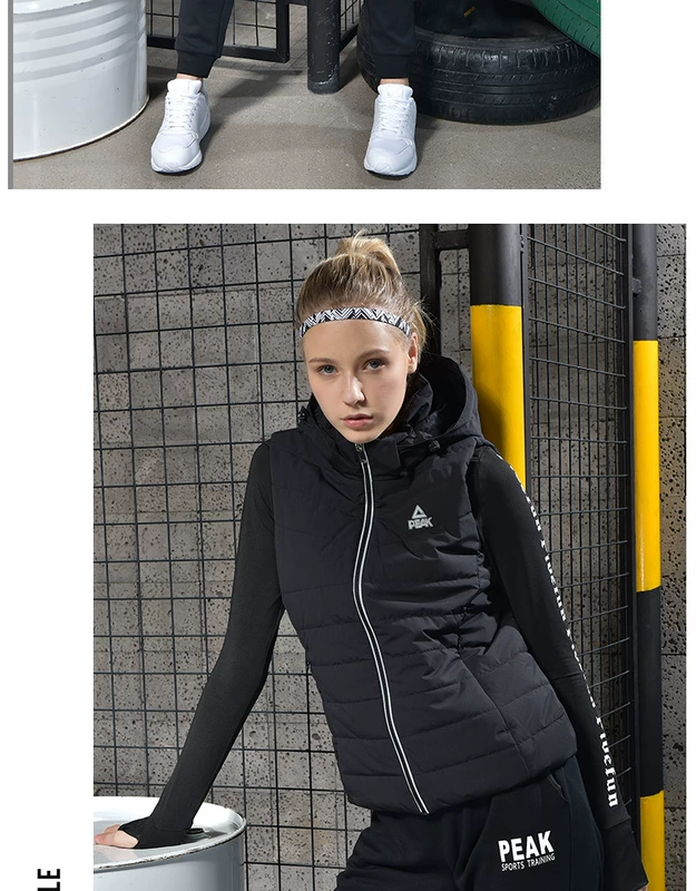 Áo vest cotton nữ 2018 mới có thể tháo rời mũ ấm nhẹ tập luyện thể thao toàn diện DF483012 - Áo thể thao