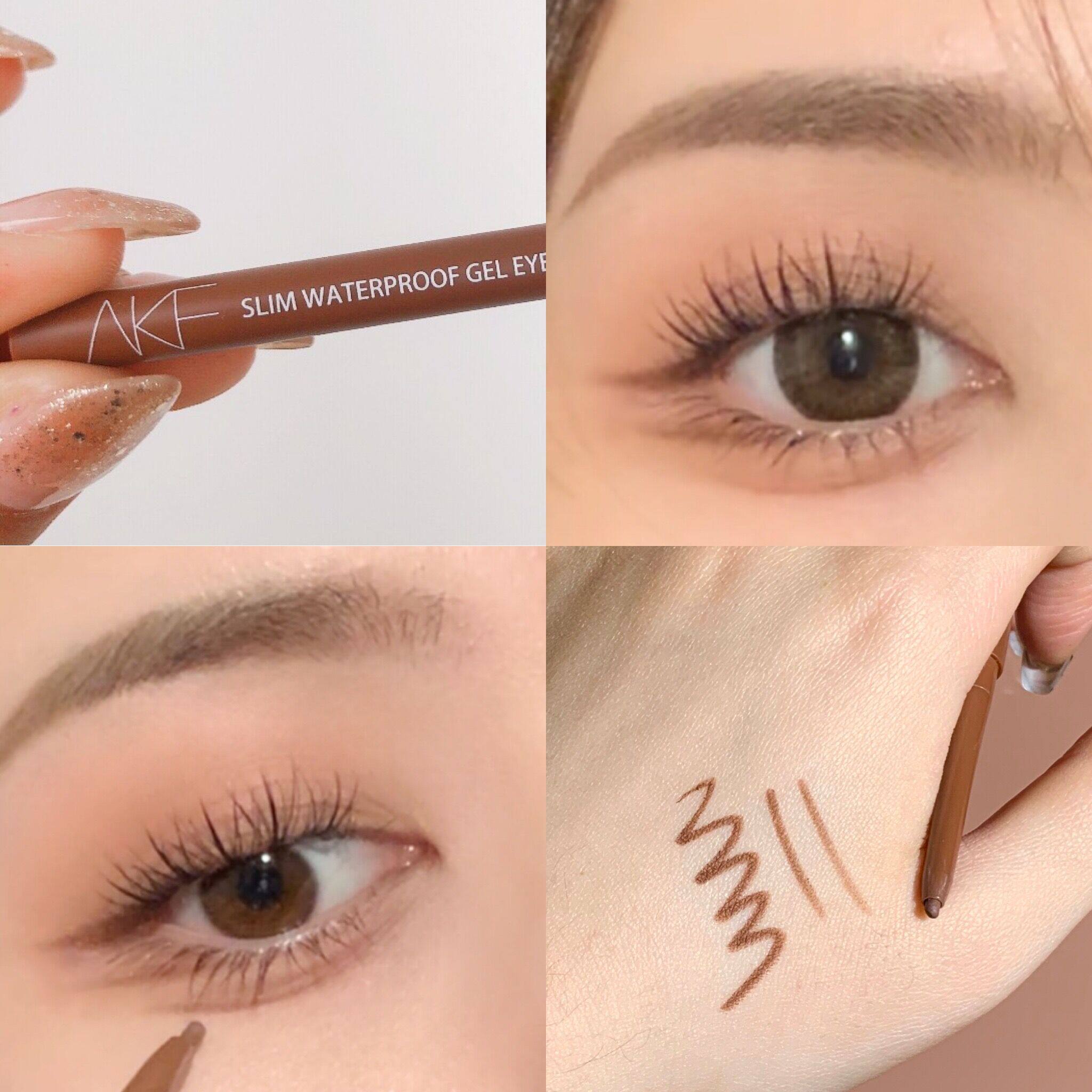South Korean AKF Eye Line Gel Pen pen liquid pen color waterproof without fainting and antiperspiration with extremely thin and persistent new hand brown