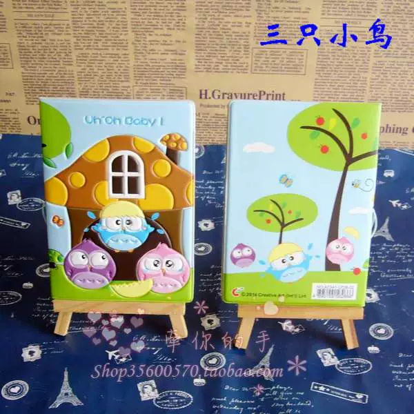 3 cái của phim hoạt hình Hàn Quốc hộ chiếu set dễ thương hộ chiếu giữ tài liệu bảo vệ bìa lưu trữ hộ chiếu gói