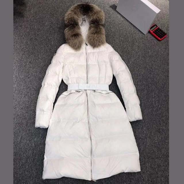 Winter M's silver fox large fur collar high-end down jacket women's mid-length over-the-knee hot style thickened waist slim fit