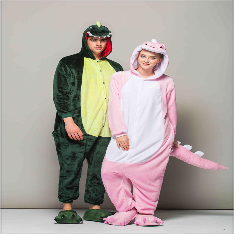 Phim hoạt hình khủng long đồ ngủ một mảnh flannel Pikachu động vật dễ thương cặp đôi san hô nhung người lớn dành cho nữ mùa thu và mùa đông những bộ jumpsuit đẹp nhất