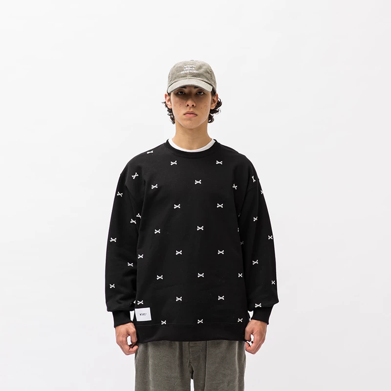 Свитер с вышивкой кости, круглый воротник, свитер WTAPS ACNE SWEATER CTPL, мужской, 22AW