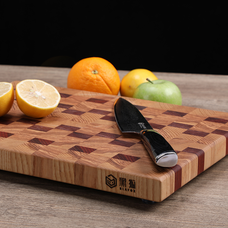 Flat and no strange end pattern color mosaic cutting board thickened household solid wood cutting board rectangular high-end chopping board