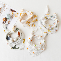 Bamboo fiber triangle towel Baby cartoon summer saliva towel Mens and womens scarves Baby bibs headscarf absorbent and breathable