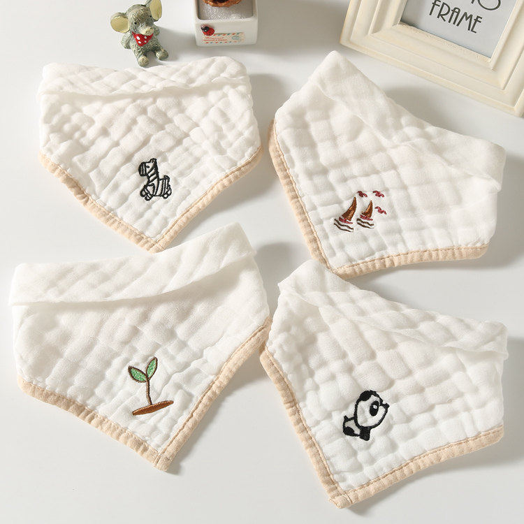 4 pieces of baby gauze triangle scarf newborn bib baby cotton saliva towel breathable soft and skin-friendly