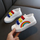 Children's canvas shoes 2024 spring and autumn new girls' shoes boys' white shoes baby sneakers rainbow girls' single shoes