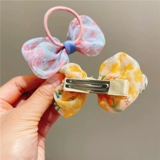 Детский милый аксессуар для волос, детская заколка для волос для принцессы с бантиком, резинка, в цветочек