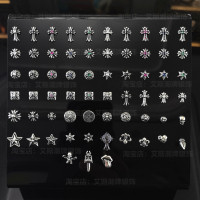 Thai Silver S925 Pure Silver Ear Acupuncture Trendy Brand Little Red Book Cross Punk Trendy Ear Acupuncture Men and Women Quan Zhilong