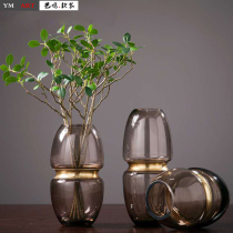 Yiming soft decoration modern Nordic light luxury simple colored glass vase living room bedroom hydroponic flower arrangement decorative ornaments