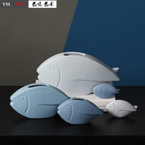 Yiming Soft Decoration Nordic modern simple ceramic fish vase creative ornaments light luxury style storage home decorations