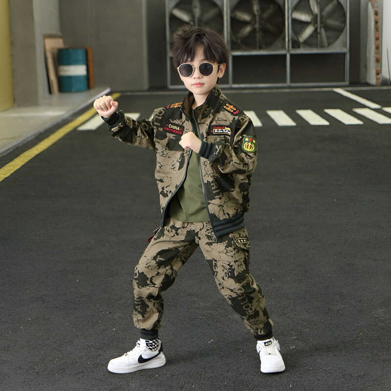 Hong Kong Bakuxia Boys' Camouflage Suit 2026 Kidsren's Military Training Uniform Pure Cotton Sports Performance Suit Two-Piece Set Hong Kong Bakuxia Boys' Camouflage Suit 2026 Kidsren's Military Training Uniform Pure Cotton Sports Performance Suit Two-Piece Set